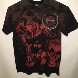 Harley Davidson red skulls tee